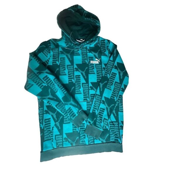 PUMA Mens Power Aop Graphic Athletic Outerwear Casual Hoodie - Blue Medium - Picture 1 of 4